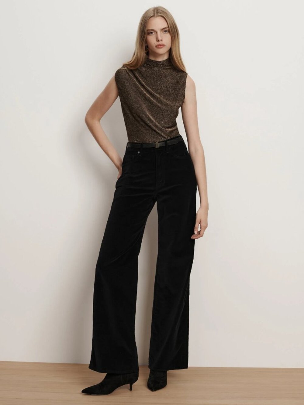 Veronica Beard Mylie Mock-Neck Tank Top in metallic gold | Size M